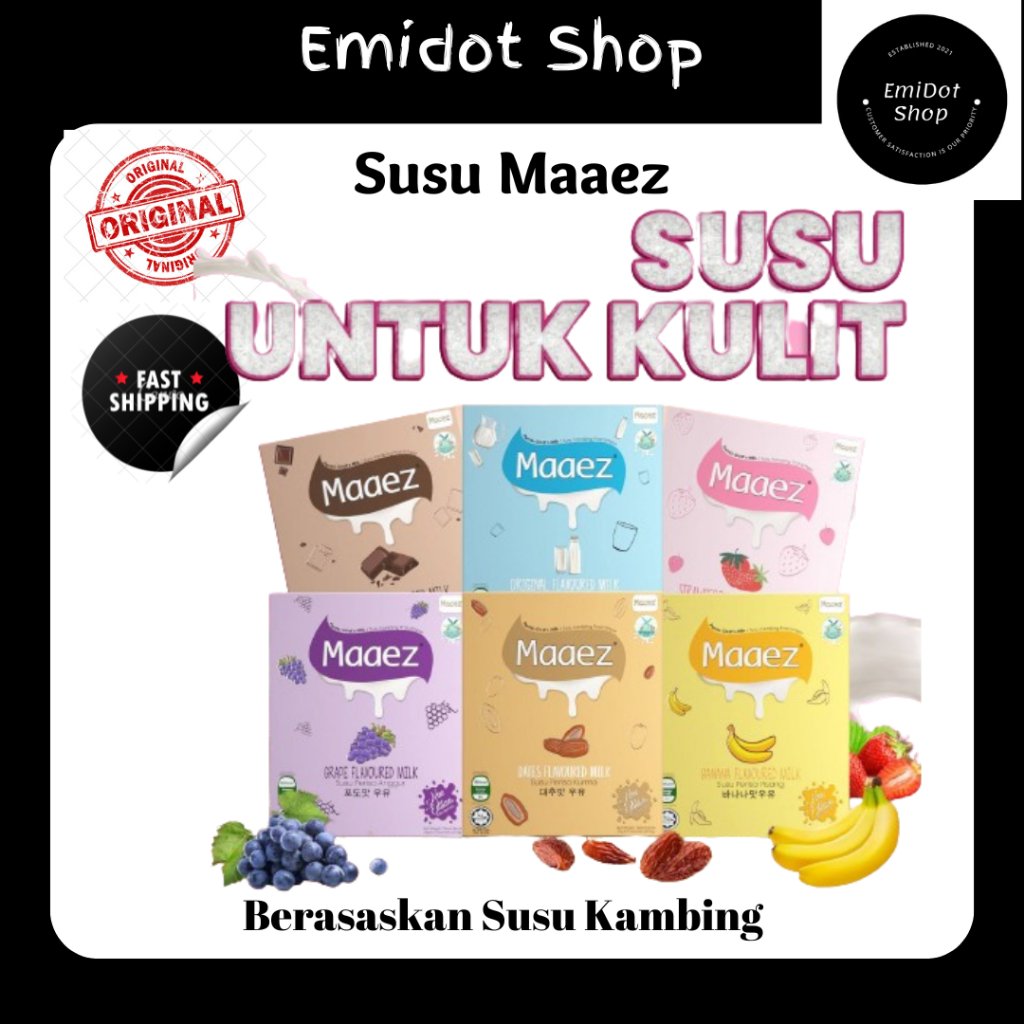 Susu Maaez Pelbagai Perisa II pisang II kurma II Asli II Strawberi II Anggur II Coklat II