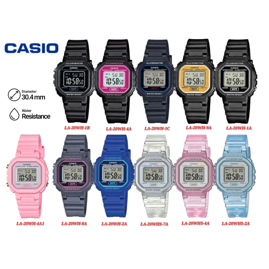 Casio digital LA-20WH Series Unisex & Kids Digital Youth Design Resin Band..LA-20WHS