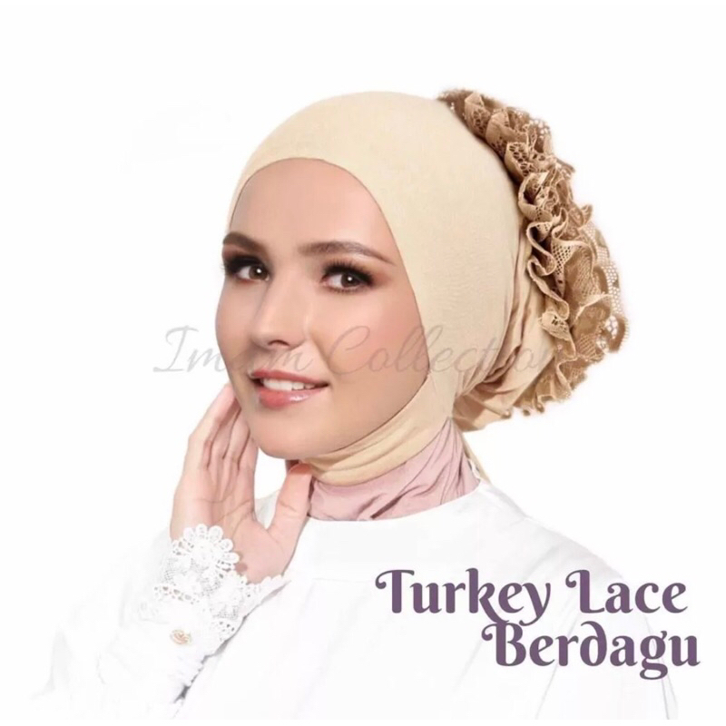 Inner Lace Turki Berdagu | Scarf Anak Tudung Sanggul Cepol Ciput Turkey Volumizer Cotton Bertali