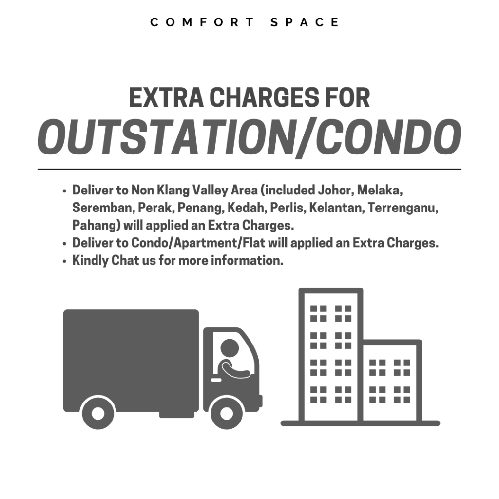 Comfort Space Bedframe, Sofa, Bedroom set, Dining set, TV cabinet Add on Outstation/Condo