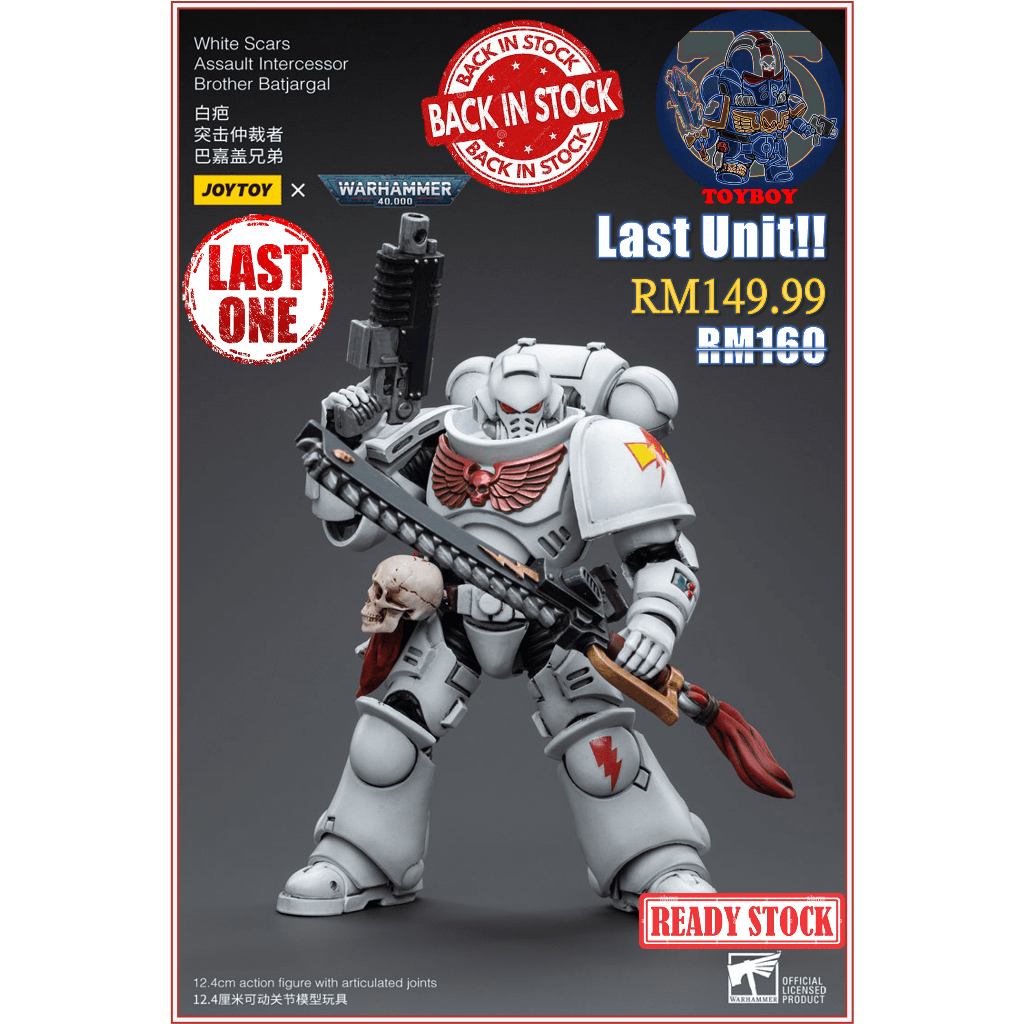 Joytoy Warhammer 40k Space Marines White Scars Assault lntercessor Brother Batjargal