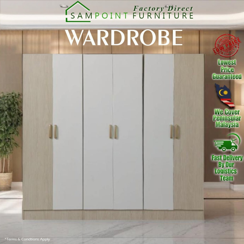 SELF ASSEMBLY SamPoint 2 Door Wardrobe / Almari Pakaian 2 Pintu / almari murah almari / Kabinet Baju / Perabot murah