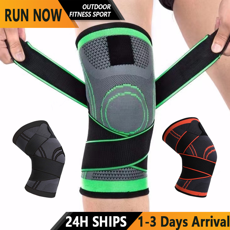 ?Ready Stock?3D Knee Guard Weaving Pressurization Knee Brace Protector Men And Women Sports Elastic Guard Knee Pad Fitne