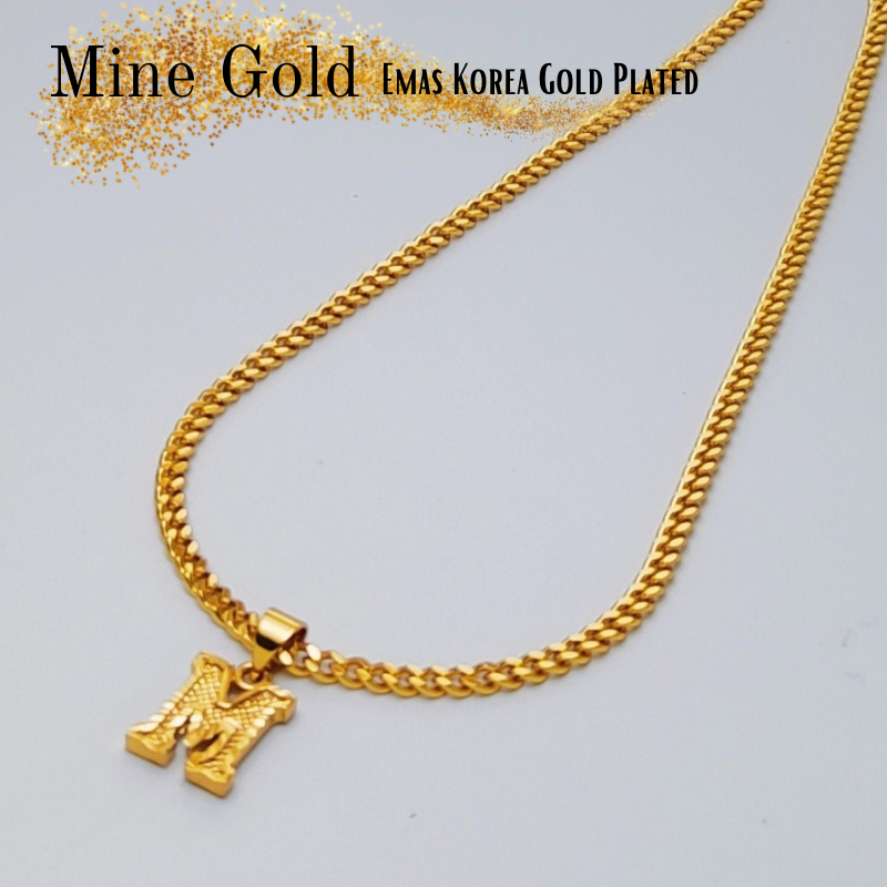 Emas Korea Rantai Leher Huruf Loket Women Necklace and Pendant Rantai Leher Perempuan Emas Korea