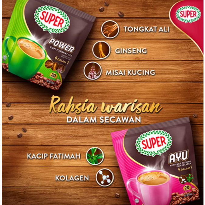 SUPER POWER KOPI TONGKAT.ALI 6 IN 1 20 STICKS & AYU