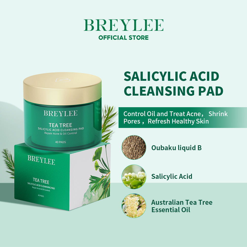 BREYLEE Salicylic Acid Cleansing Pad Control Oil Acne Treatment Clean Shrink Pore 40 Pcs MY