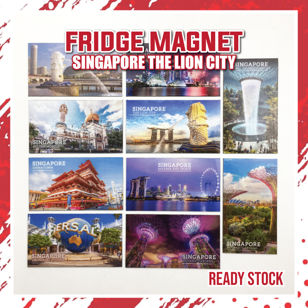 FRIDGE MAGNET SINGAPORE THE LION CITY | Doorgifts | Souvenir | 9.5cm x 5.5cm