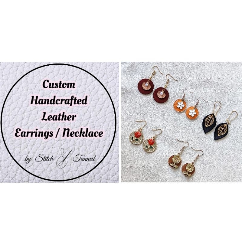 Customized Handcrafted / Handmade Leather Earrings / Necklace