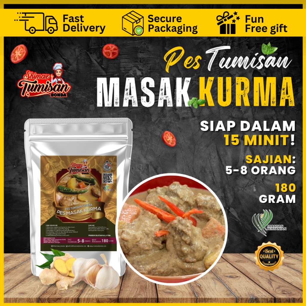 Pes Masak Kurma Shimaz Tumisan Bonda (Boleh masak 1kg ayam / daging / kambing) perencah, kuah