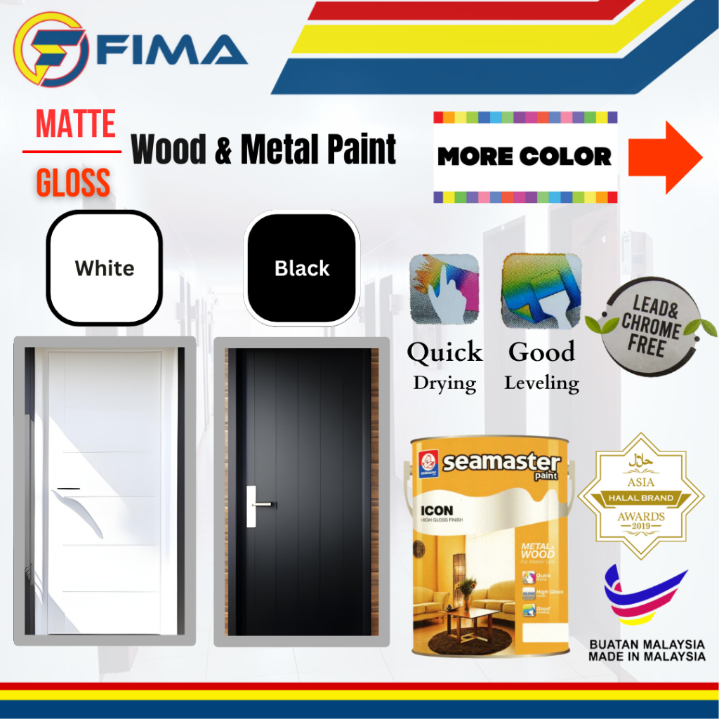 MATTE/GLOSS Seamaster Paint Icon Finish Wood & Metal Paint OilBased Paint Cat Kayu Cat Besi Cat Pintu CAT MATT CAT KILAT