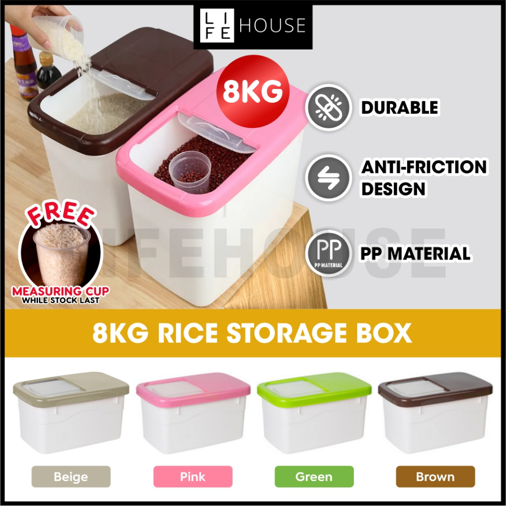 [FREE CUP] Bekas Beras 8kg Rice Storage Box Tempat Simpan Beras Bekas Simpan Beras Storage Beras Bekas Letak Beras Rice