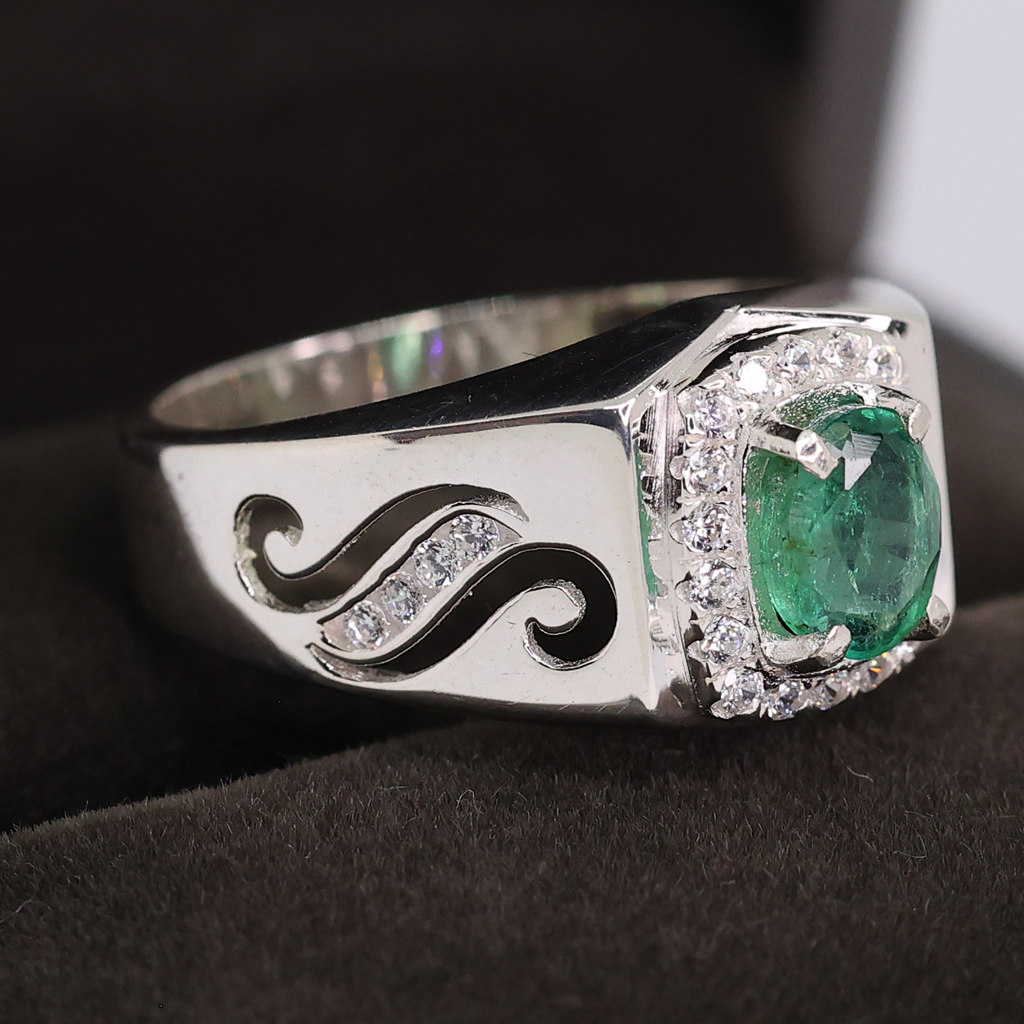 [ Zamrud Asli ] Royal Swan- Cincin Perak 925 / [ Real Emerald ] Royal Swan - Silver 925