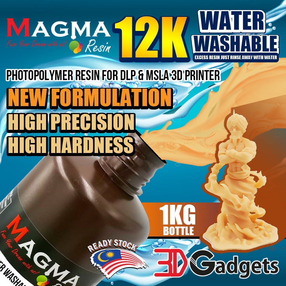 Magma x JamgHe 12K Water Washable Photopolymer UV Resin 1KG For Elegoo Creality Phrozen Anycubic Photon MSLA 3D Printer