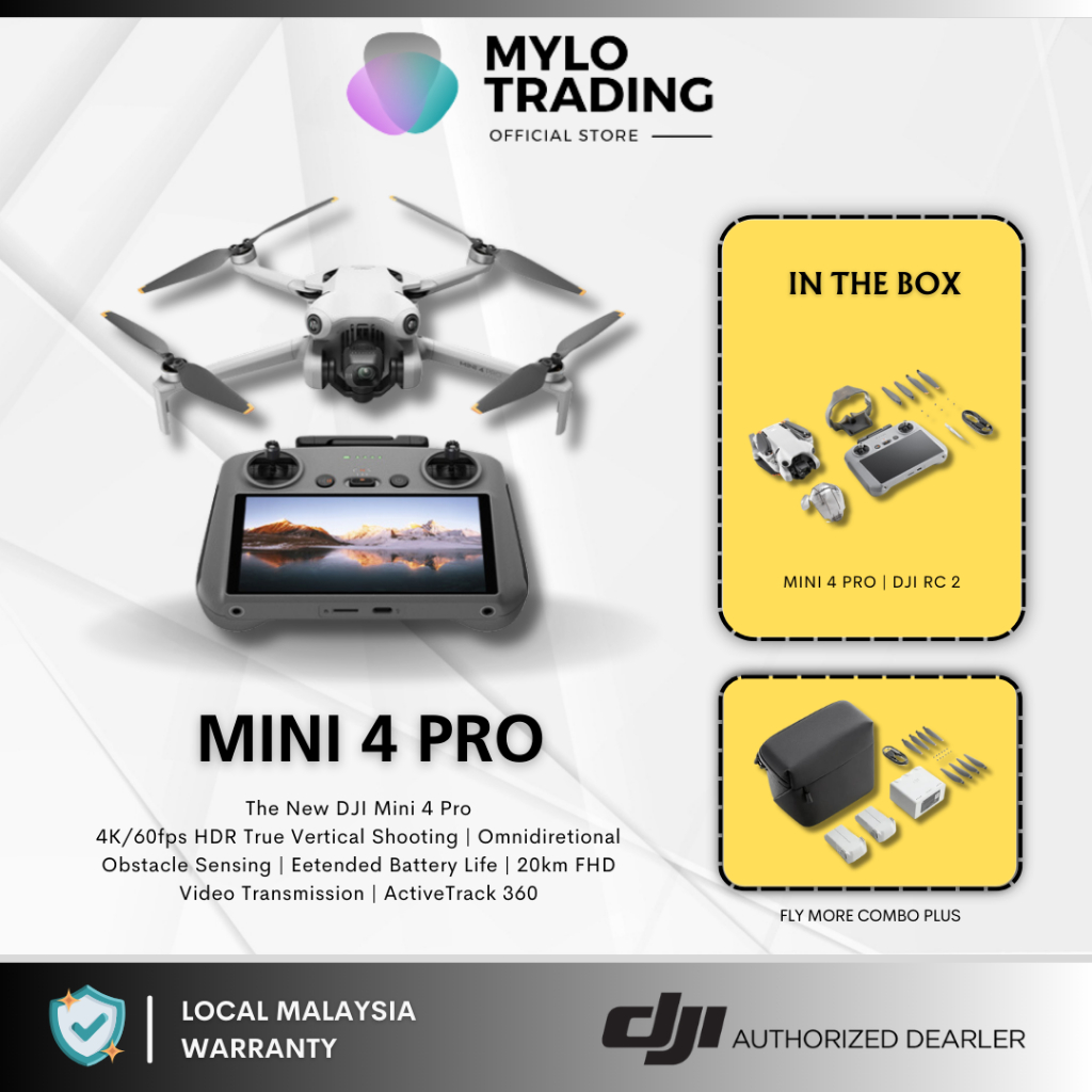 NEW LAUNCHDJI Mini 4 Pro - Camera Drone | Under 249 g | 4K/60fps HDR True Vertical Shooting