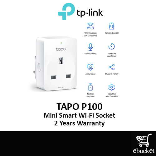 Mini Smart Wi-Fi Socket/Plug(Surpport remote/voice control, Schedule, Goole Assistant/Alexa) TP-Link Tapo P100