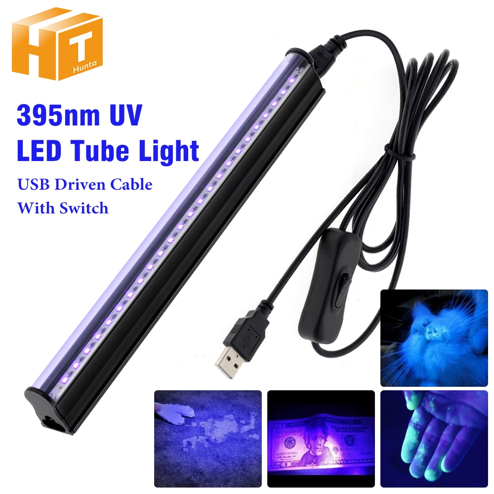 LED UV Ultraviolet Light 5V USB 395nm Lampu UV Fluorescent Black Light Tube USB Driven 1.5m Cable With Switch