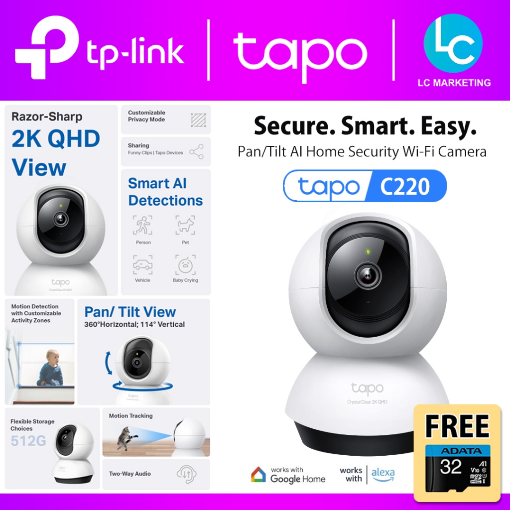 Tapo C220, Pan/Tilt AI Home Security Wi-Fi Camera