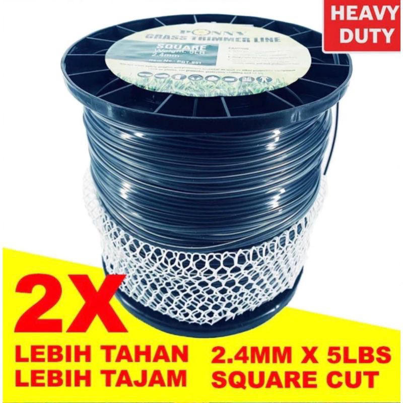 (Ready Stock) Ponny Grass Trimmer Line PG-500 5LB 2.4mm Tali Mesin Rumput Tali Potong Rumput Tali Dawai (Square Cut)