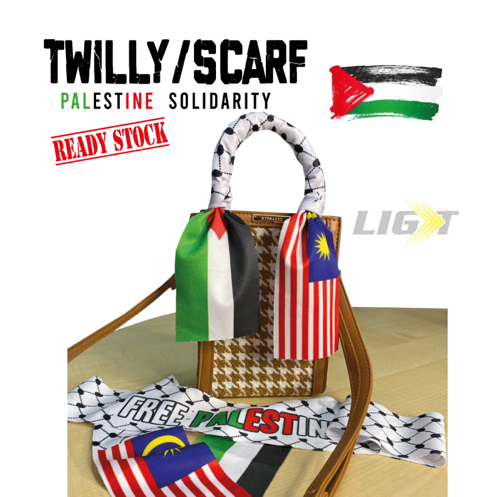 TWILLY PALESTINE SCARF Solidarity Ribbon Tied The Bag Handle Decoration Palestin Reben Ikat Beg RAFAH