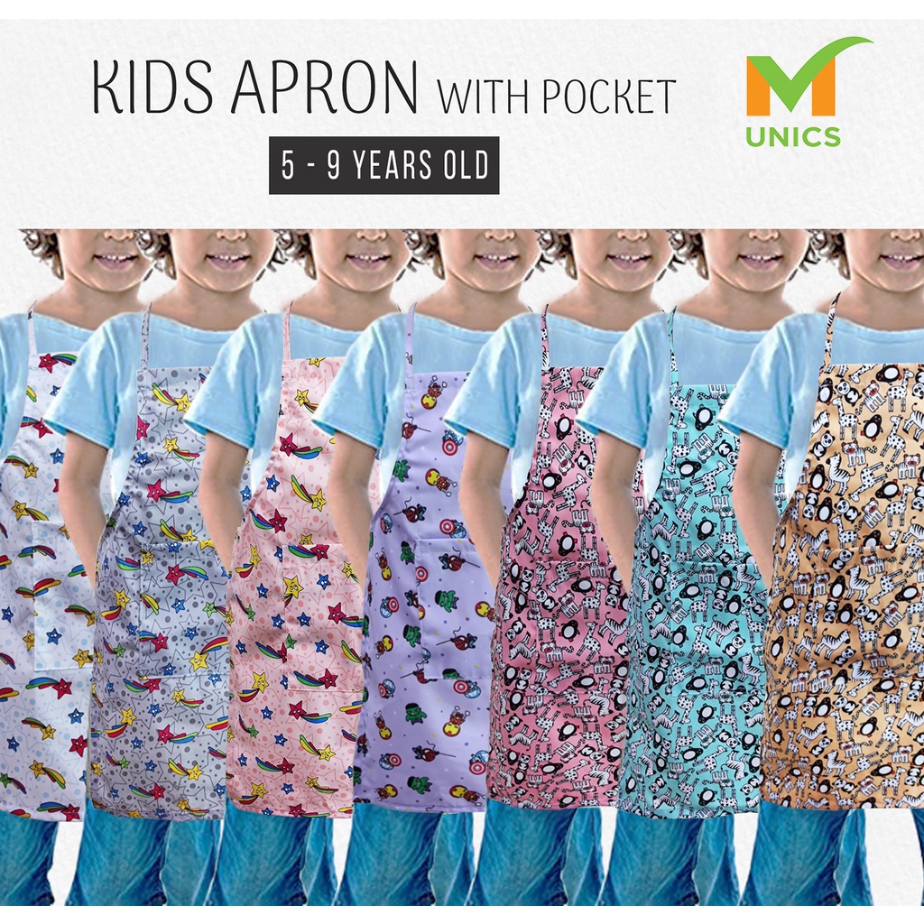 Kids Cartoon Apron / Baking / Painting / Cooking / Craft Art Children /Boy/Girl | Apron Kanak-kanak