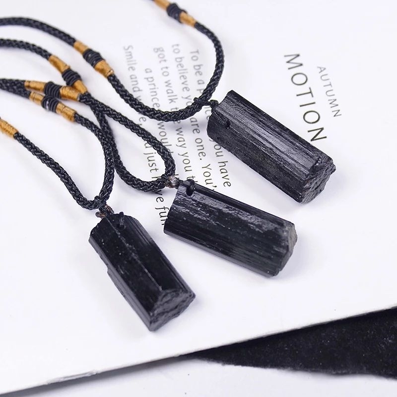 Rantai Leher/Loket Tourmaline Hitam (100% TULEN) Bahan Mentah Dari Brazil