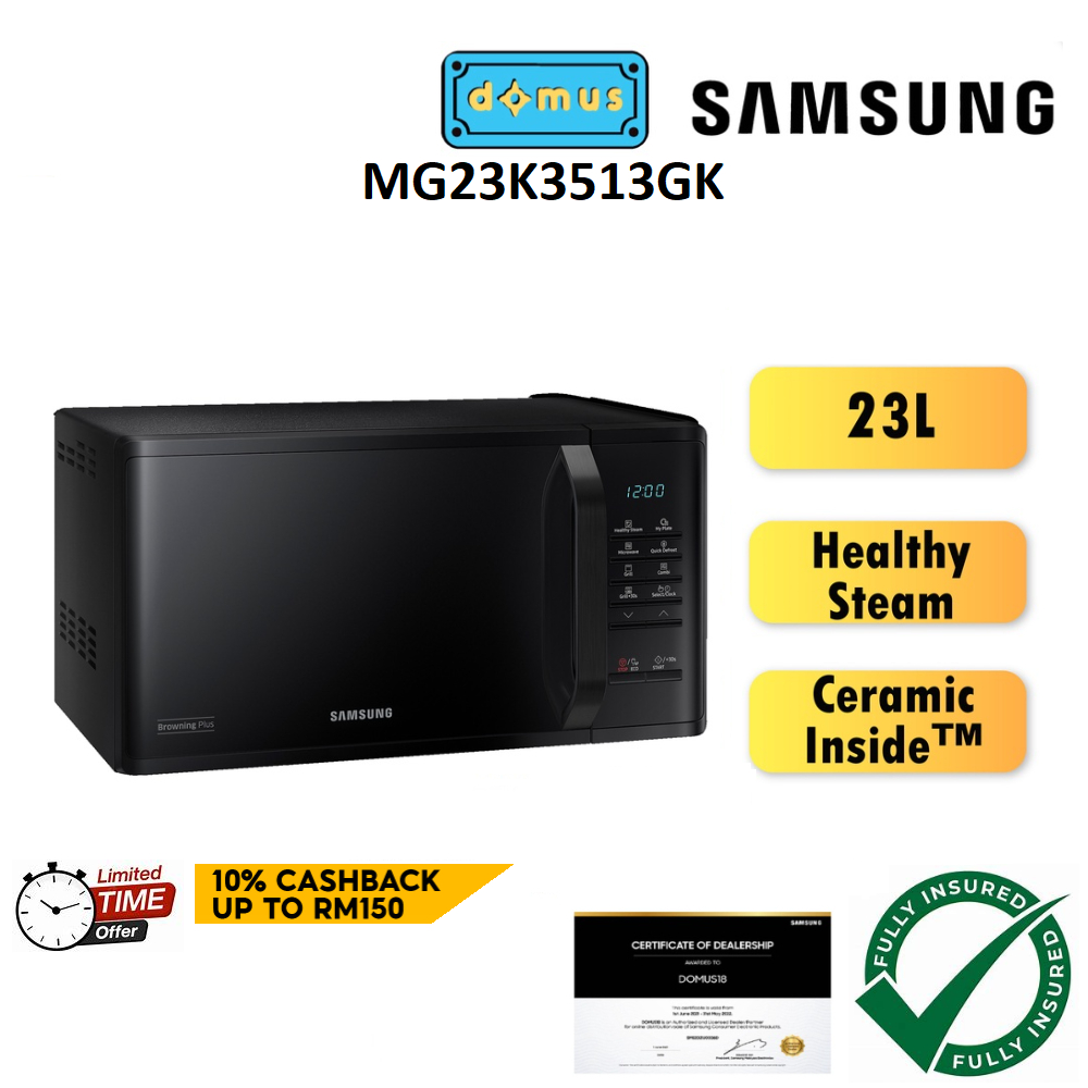 Samsung Microwave Oven with Grill 23L Healthy Steam Mikrowave Grill 微波炉 MG23K3513GK