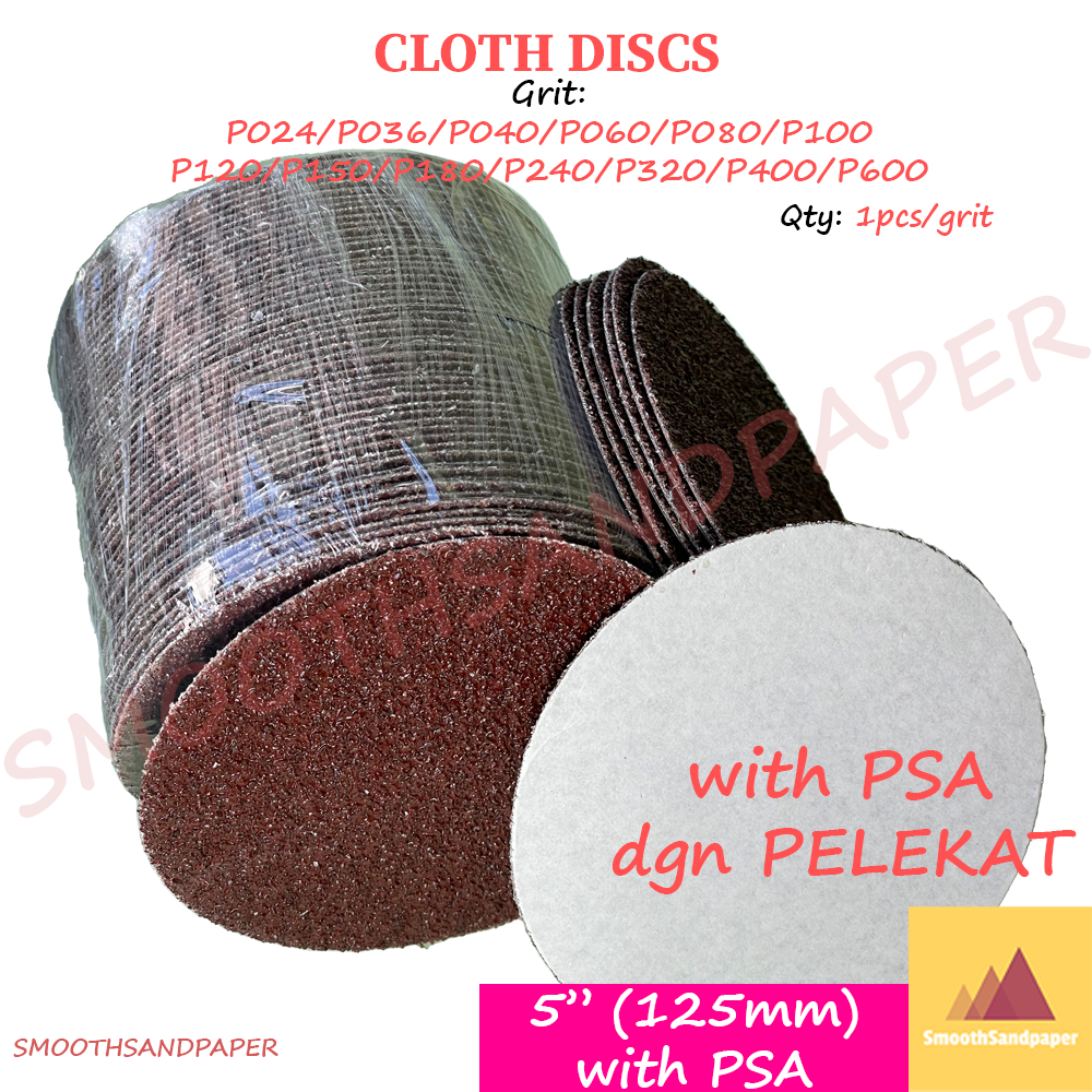 5 Inch Sanding Disc PSA (Self Adhesive) | Red Cloth Aluminium Oxide Sandpaper P24-P600 | Best For Metal image 4