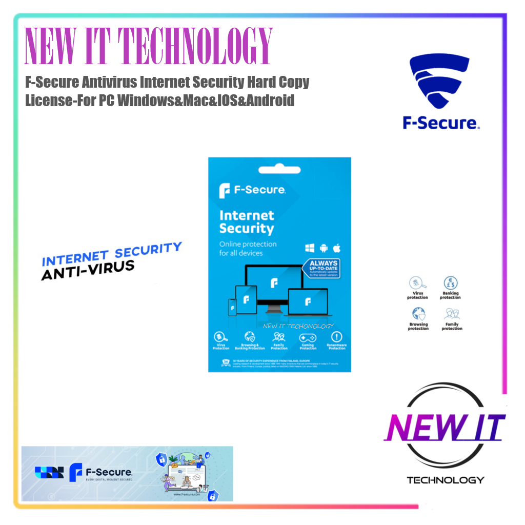 F-Secure Antivirus Internet Security Hard Copy License-For PC Windows&Mac&IOS&Android ( 1 years 1 PC / 3 years 1 Pc )