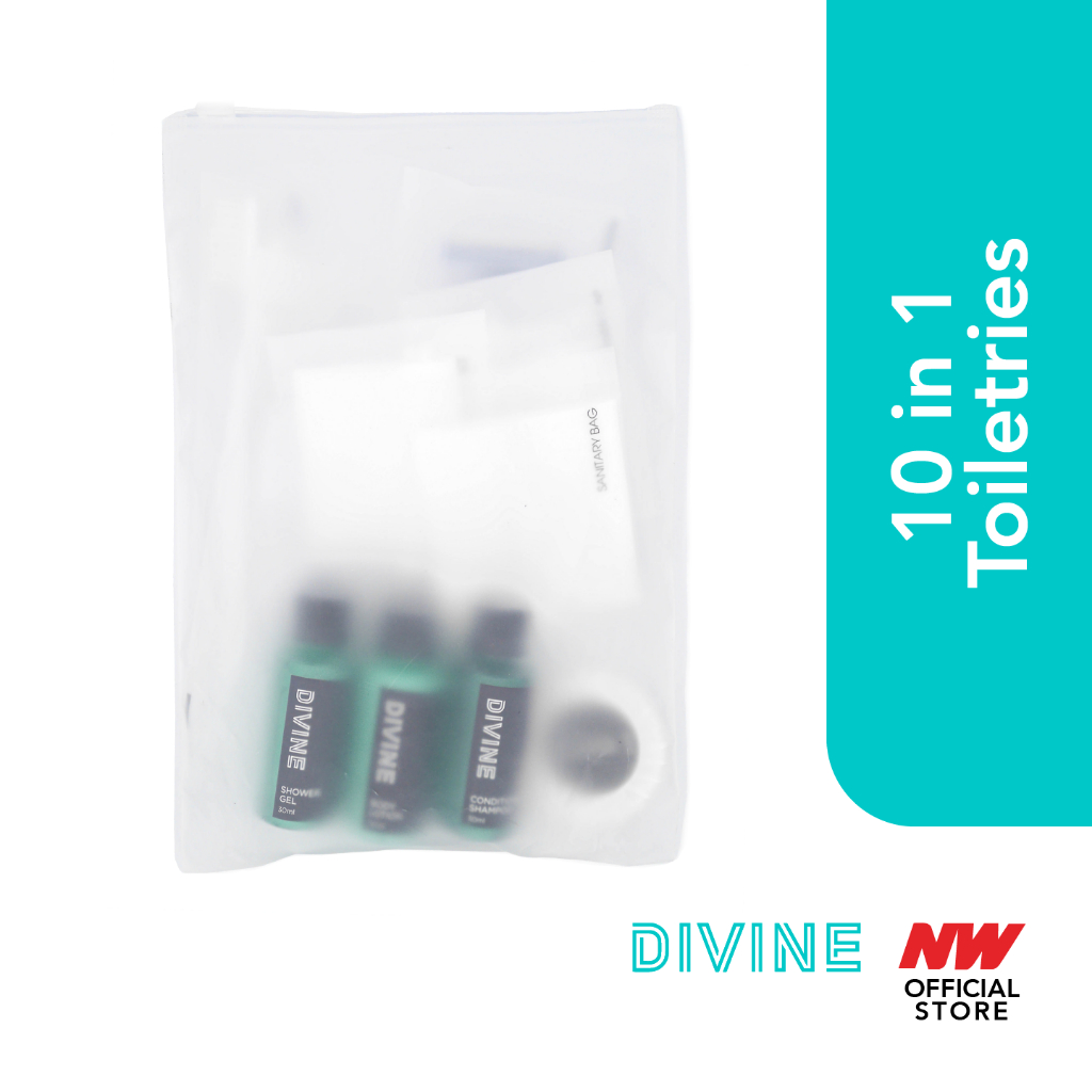 DIVINE TOILETRIES SET, Travel Kit Shower Gel/Shampoo/Lotion - (10 in 1)