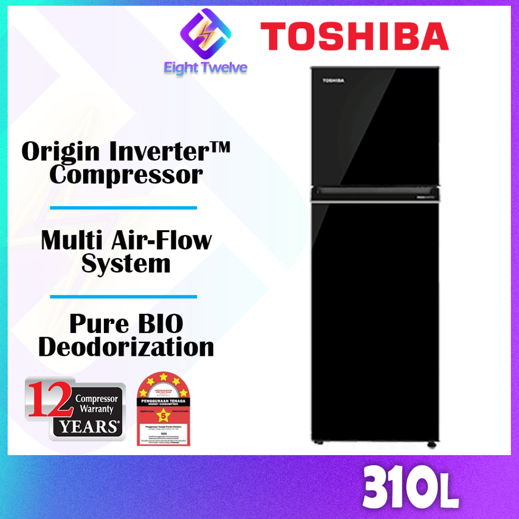 Toshiba 5 Star Inverter 2 Doors Refrigerator Peti Sejuk