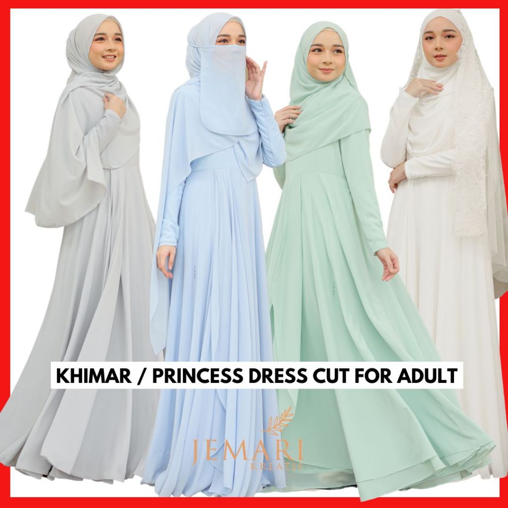 Bella Dress Khimar Princess Cut Dress Baju Bertunang Baju Nikah Dress Kembang Baju Dinner Set Khimar