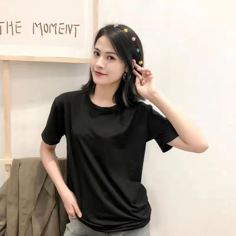 ?READY STOCK?2023 new Women T shirt Short sleeved V neck T-shirt female summer slim Lovers t-shirt wild bottoming top