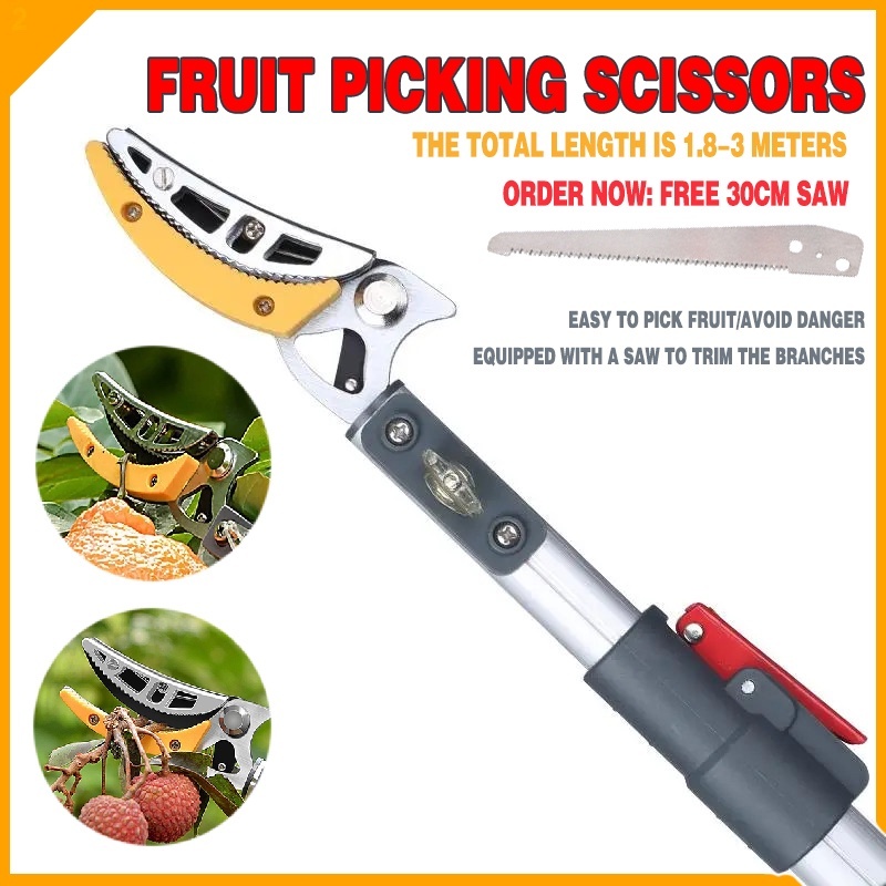3-4M Set Fruit Picker gunting pokok​  Tree Pruning Shears Saw pengait buah gunting dahan Pemetik Buah Fruit Cutter