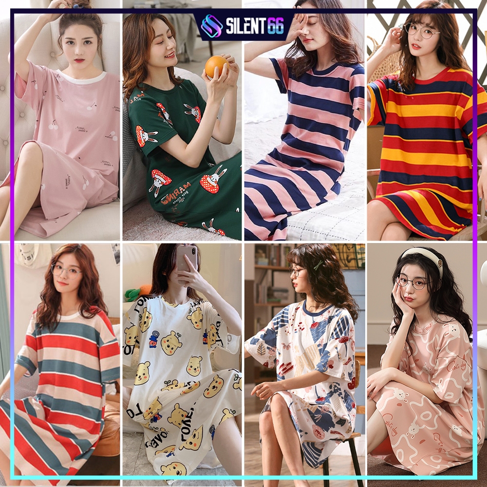 READY STOCK Womens pyjamas Plus Size Dress Pyjamas Sleepwear Pajamas Nightwear Baju Tidur Perempuan - YURI