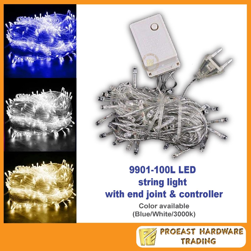 10M- 9901-100L LED  String Light  with end joint & controller / Christmas Light / Decoration Light -(Blue/White/3000k)
