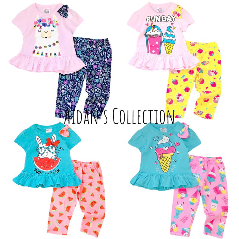 Pyjamas Girls Doll BB Angel / Short Sleeves and Long Pants / Baju Tidur Doll Kanak-Kanak Perempuan ( 1 tahun - 6 Tahun )