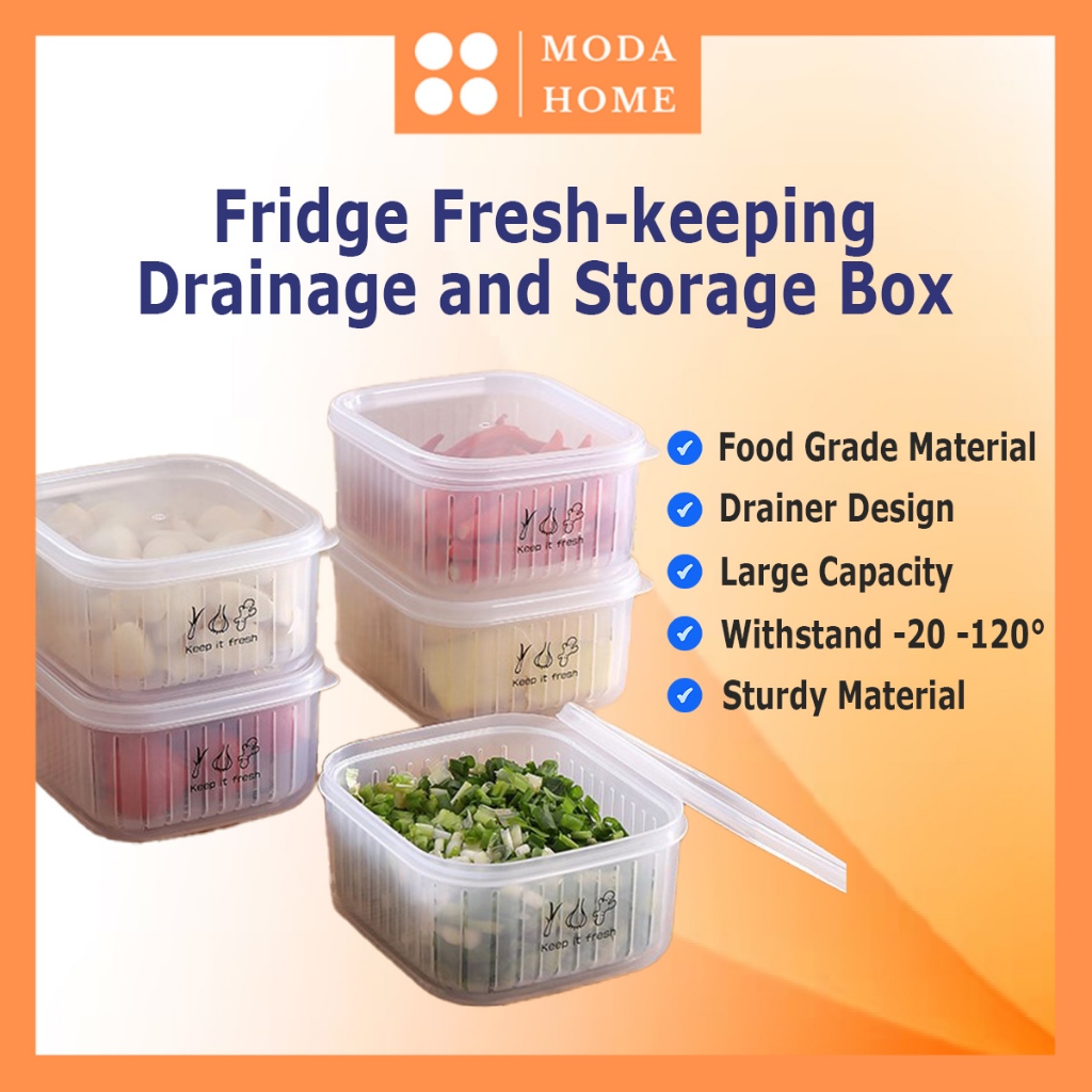 Moda Home Drain Sealed Box Airtight Food Container Onion Tomato Vegetables Freshness Box Storage Bekas Bawang 葱姜蒜蔬菜沥水保鲜盒