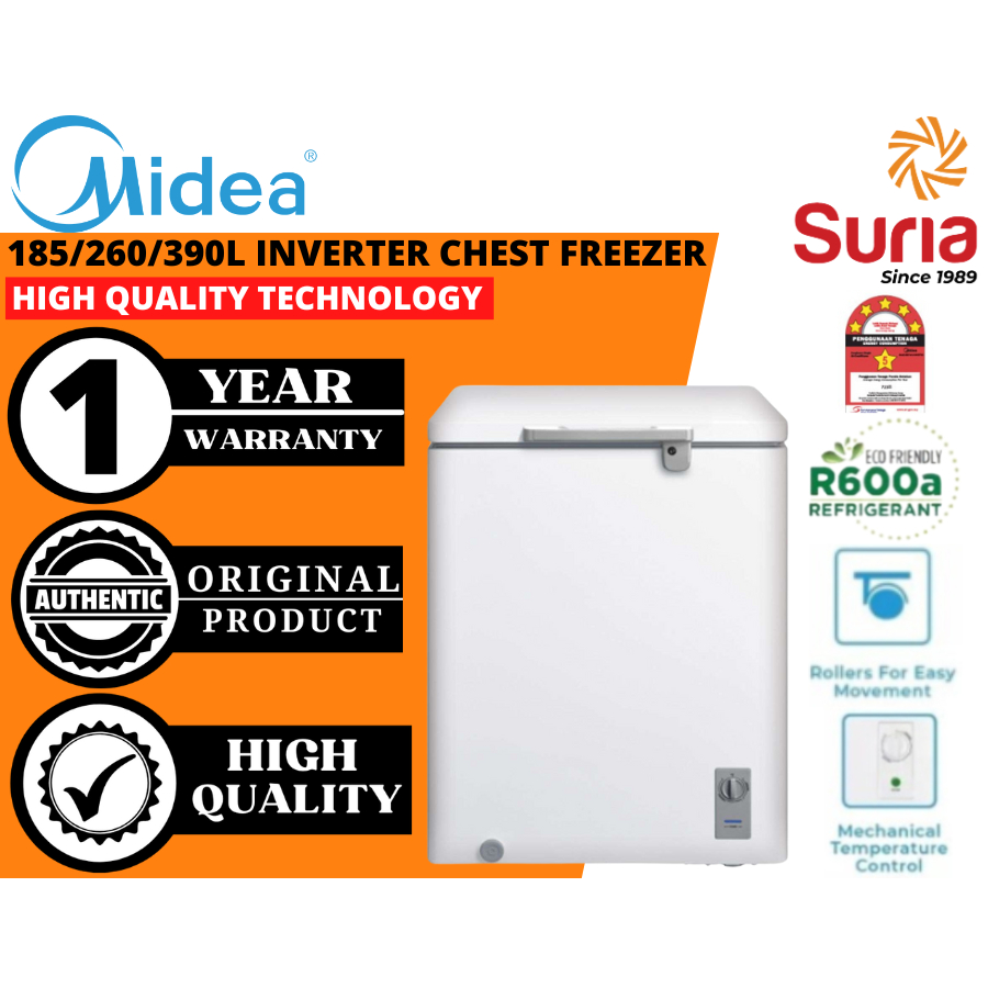 (Free Delivery Penang,Kedah & Perlis) Midea 130L/260L/390L R600a Chest Freezer Peti Beku MD-RC151FZB01 WD-260WA WD-300W
