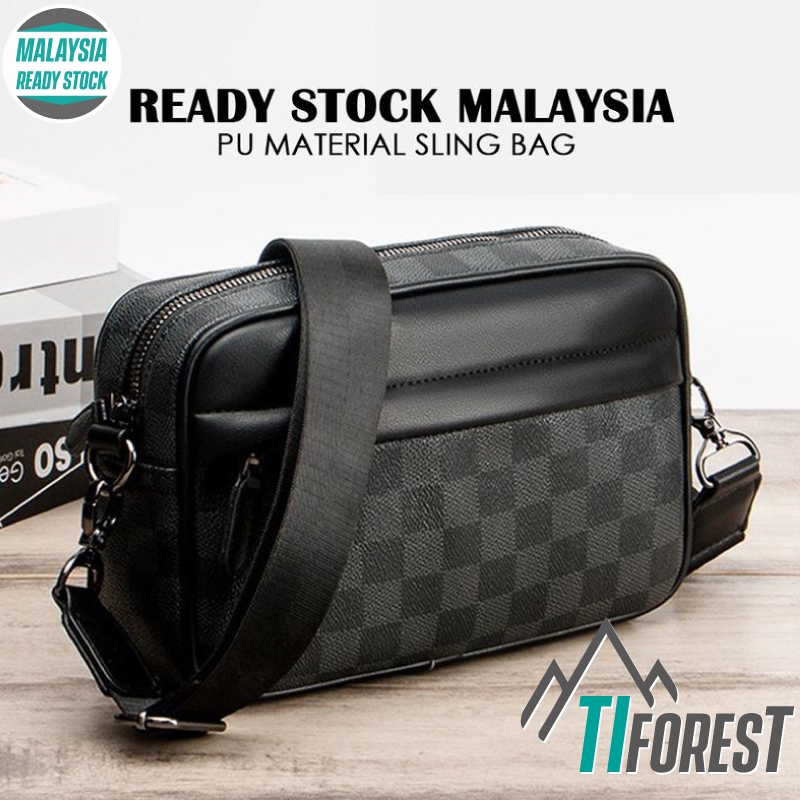 Outdoor Casual Fashion Men Sling Bag PU Leather Shoulder Messenger Bag Beg Silang Lelaki Perempuan