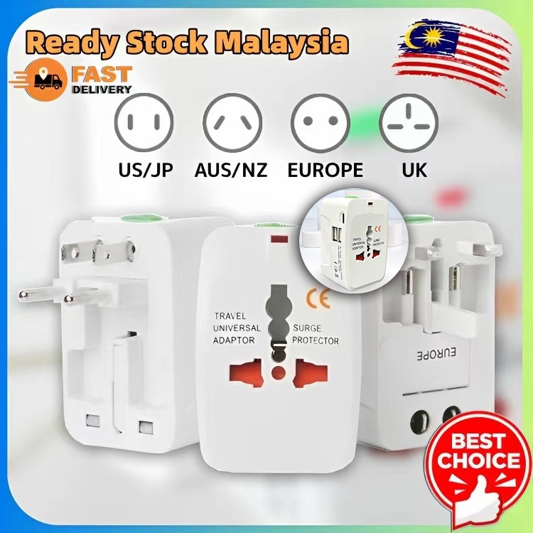 Ready StockAll-in-one Worldwide Universal International Travel Adapter Charger Plug Surge Protector UK China Converter