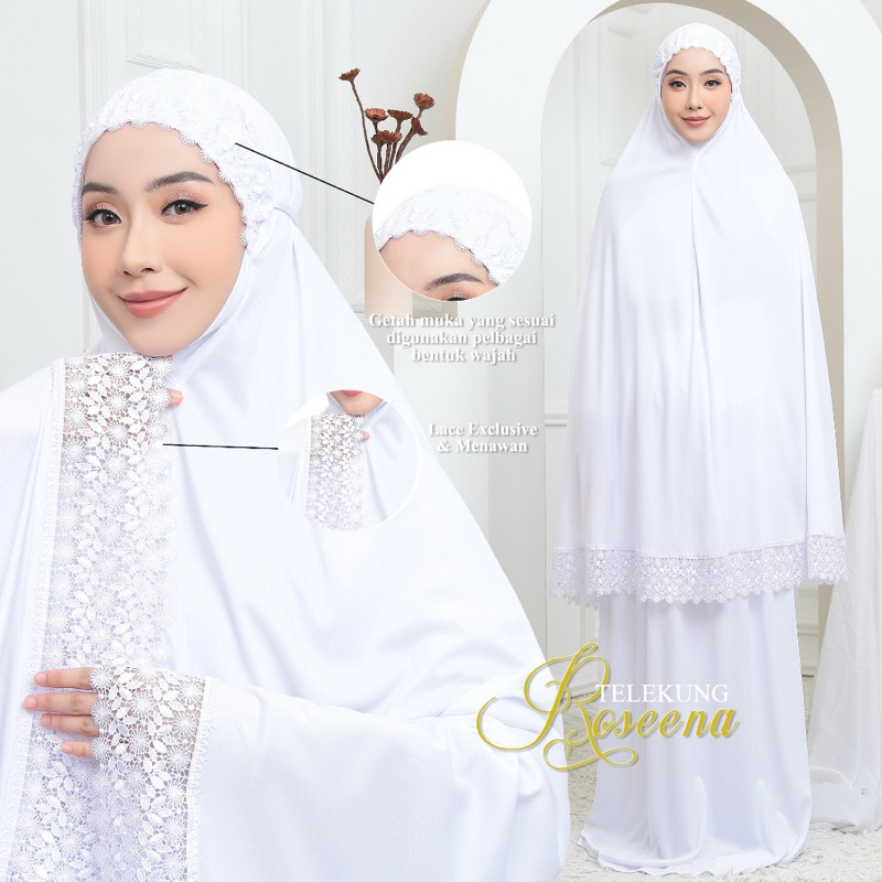 Telekung Viscose Single Lace Telekung Women Attire Fabric Labuh Lycra Muslimah