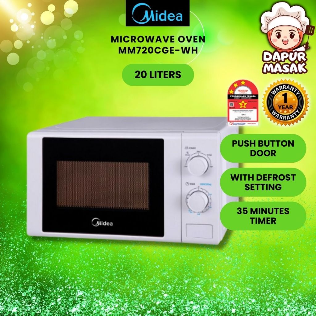 Dapur Masak Midea Microwave Oven MM720CGE-WH Microwave 2 in 1 Mikrowave Microvawe Mircowave White Murah 微波炉