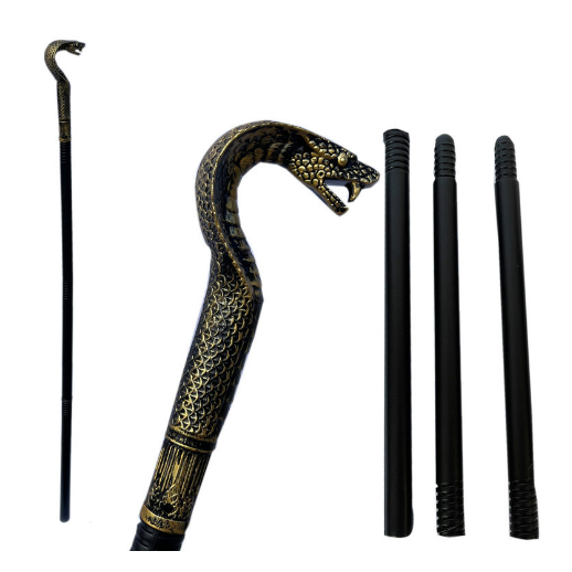 MSIA Ready Stock/ Halloween Golden Snake Cane Dismantle Role Playing Simulation Prop Toy Festival Dress Up Fancy Cosplay