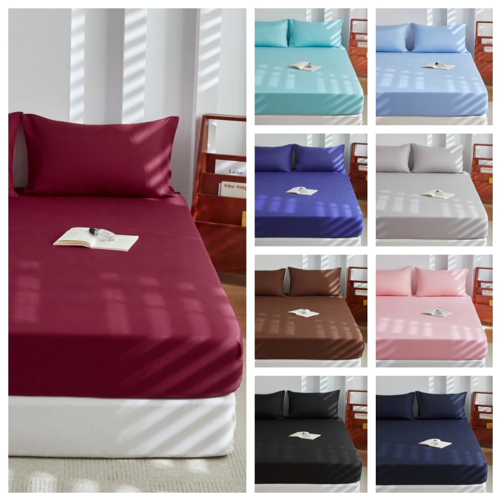 Fitted Bedsheet Set Poly Cotton Single 2in1/Queen 4in1/King Size/CADAR TILAM/