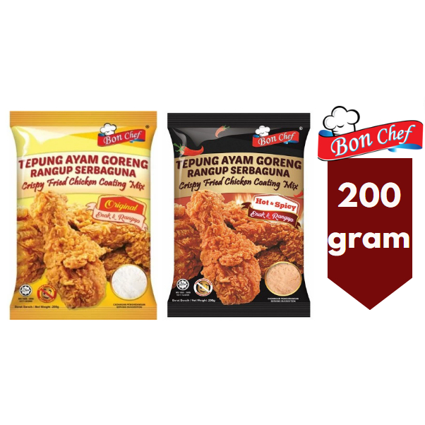 BON CHEF (200g) Tepung Salut Ayam Goreng Segera (Instant Coating Flour) Original dan Pedas Hot Spicy