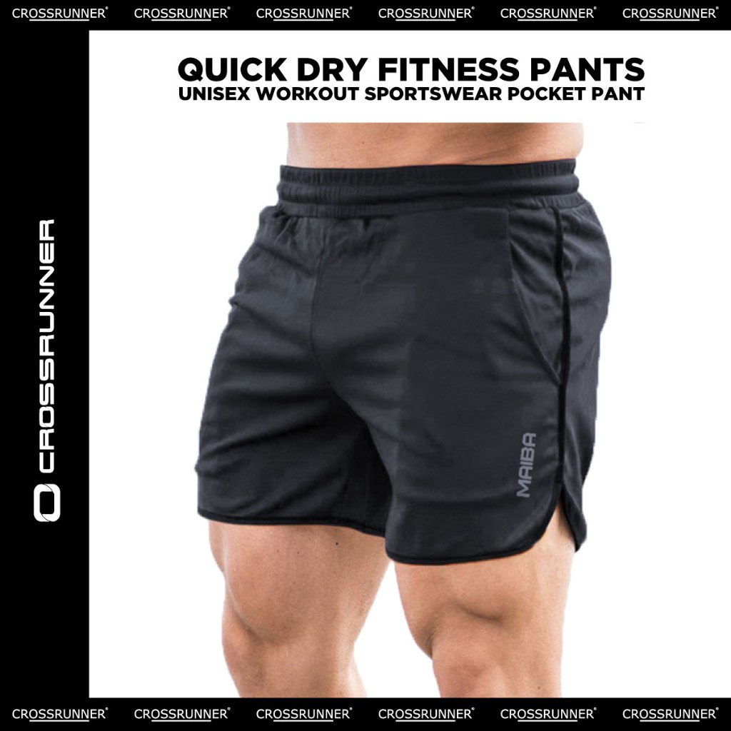 CROSSRUNNER MAIBA Men Gym Fitness Short Pant Unisex Quick Dry Sportswear Sport Pants Seluar Pendek Lelaki Jogger