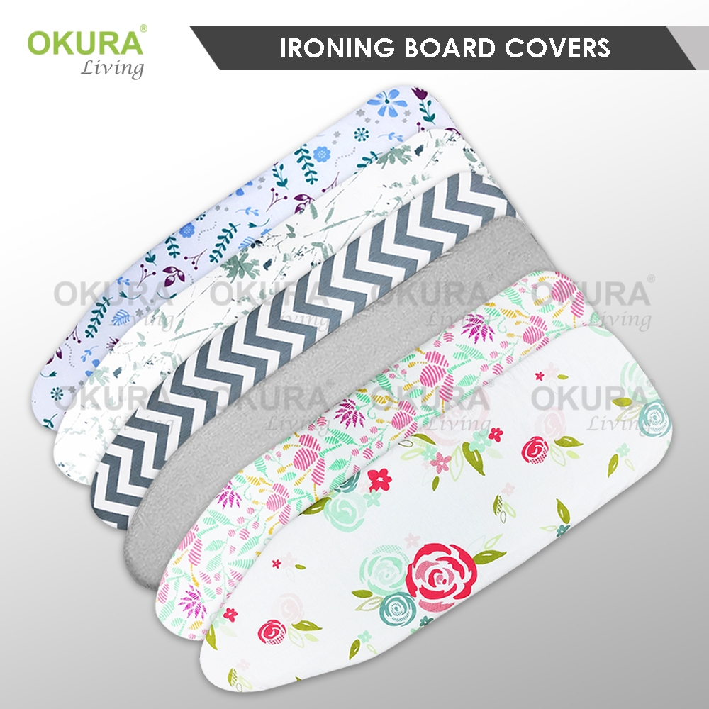 OKURA Heat Resistant Ironing Board Cover Thick Pad Reflect Adjustable Non-Slip Tabletop Cotton Sarung Kain Papan Seterik