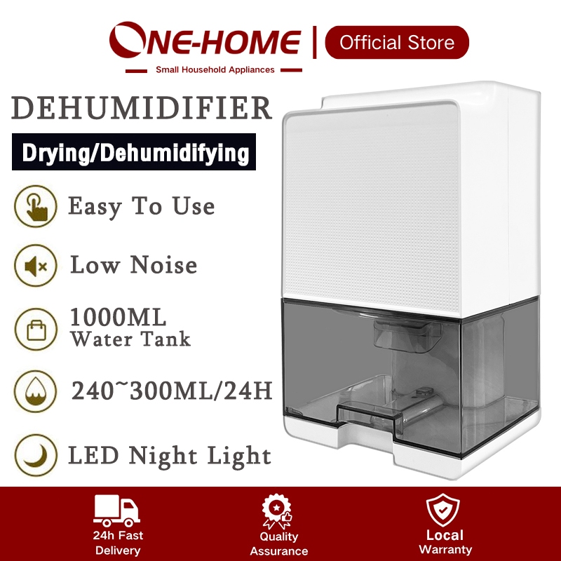 ONEHOME Air Dehumidifier 1000ml Water Tank with Night Light Low Noise Portable Mini Dehumidifier l Penyerap Lembapan 除濕機