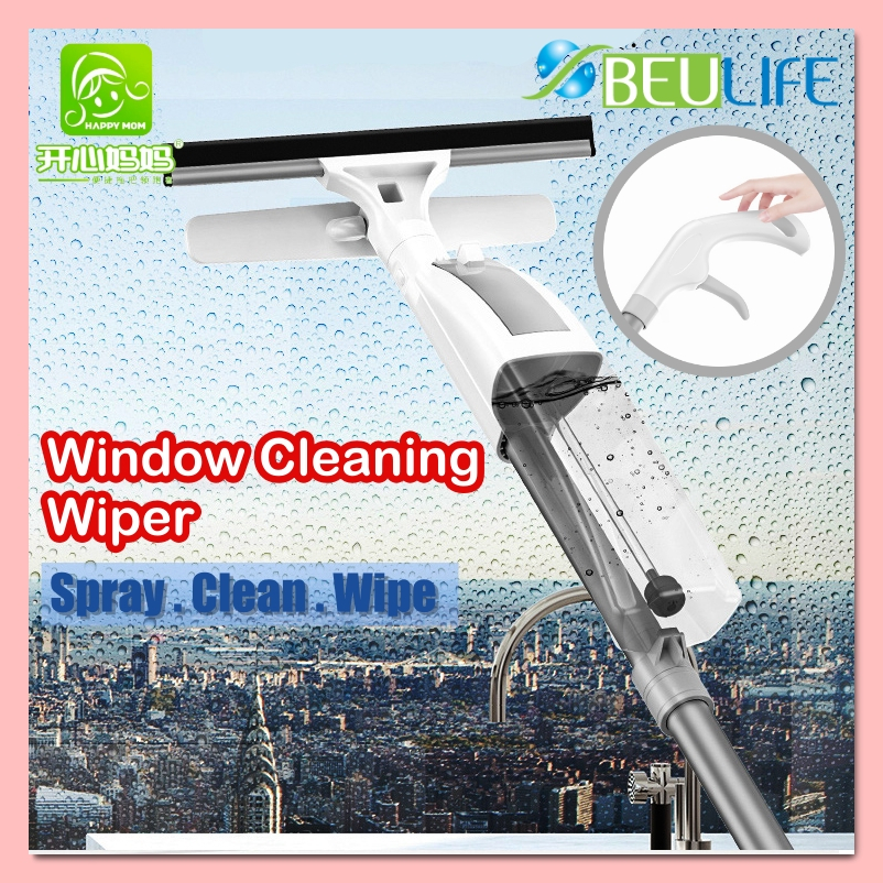 HAPPY MOM Glass Window Sliding Door Squeegee Spray Mop Rubber Wiper Cleaner Cleaning Tools Pengelap Cermin Tingkap