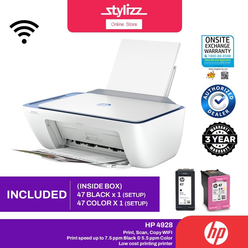 HP DESKJET INK ADVANTAGE ULTRA 4928 4828 ALL-IN-ONE PRINTER - PRINT, SCAN, COPY, WIRELESS / 3 YEARS 